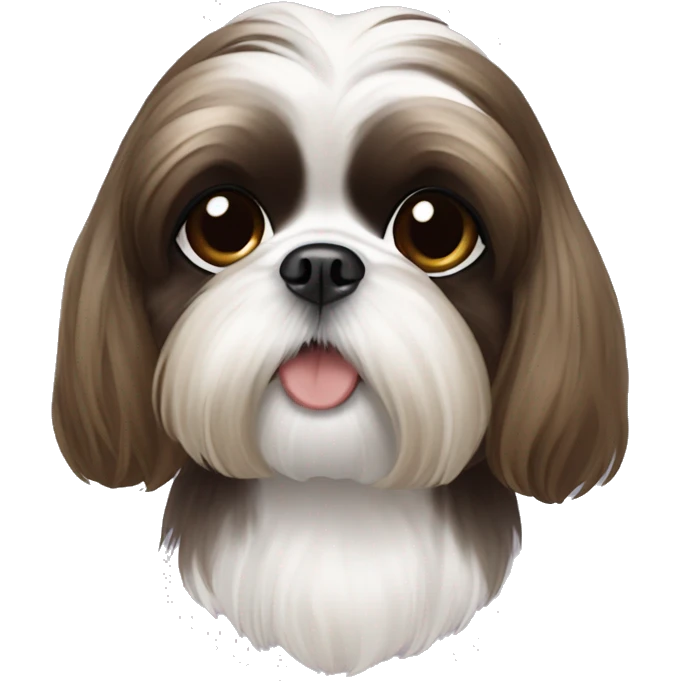  Cute Dog shih tzu, with girl in brunette hair  emoji