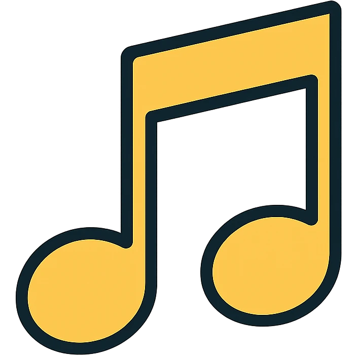 gold and black outlined icon for Music emoji