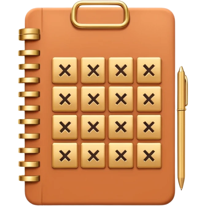 modern elegant planner with checkmarks emoji, 3D style, light terracotta, beige or pink and gold, clean design emoji