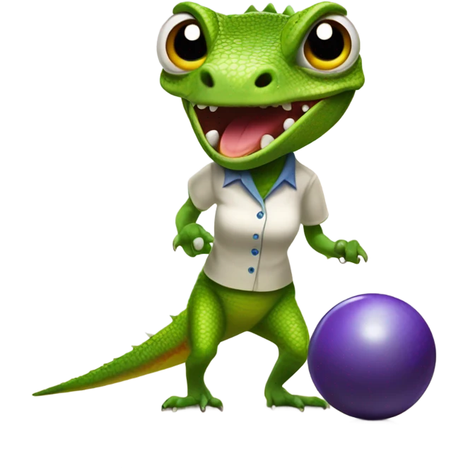 Female lizard bowling emoji