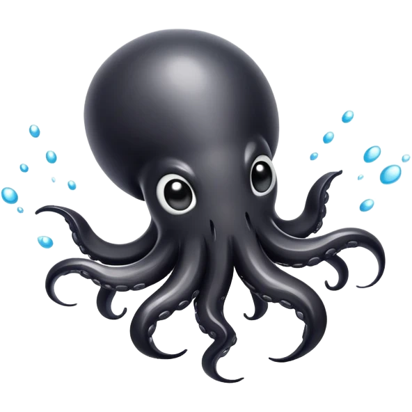 A cute squid squirting black ink emoji