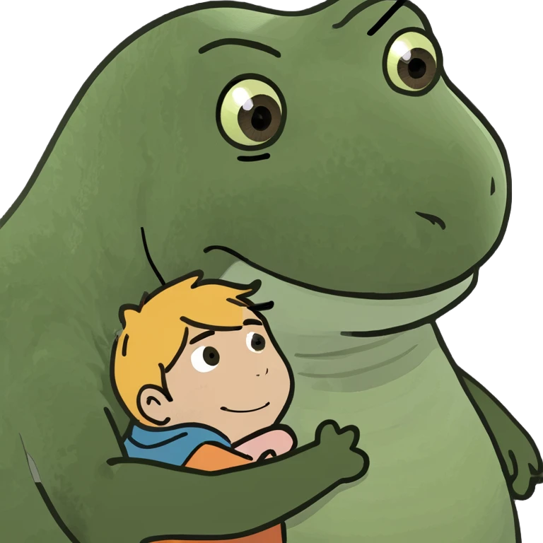 Leo hugging a dinosaur  emoji