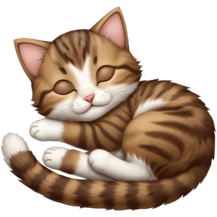 dark brown tabby and white kitten sleeping upside down on its back emoji