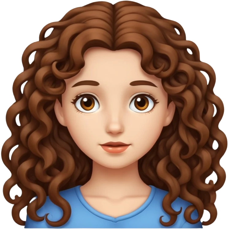 A girl with long curly brown hair emoji