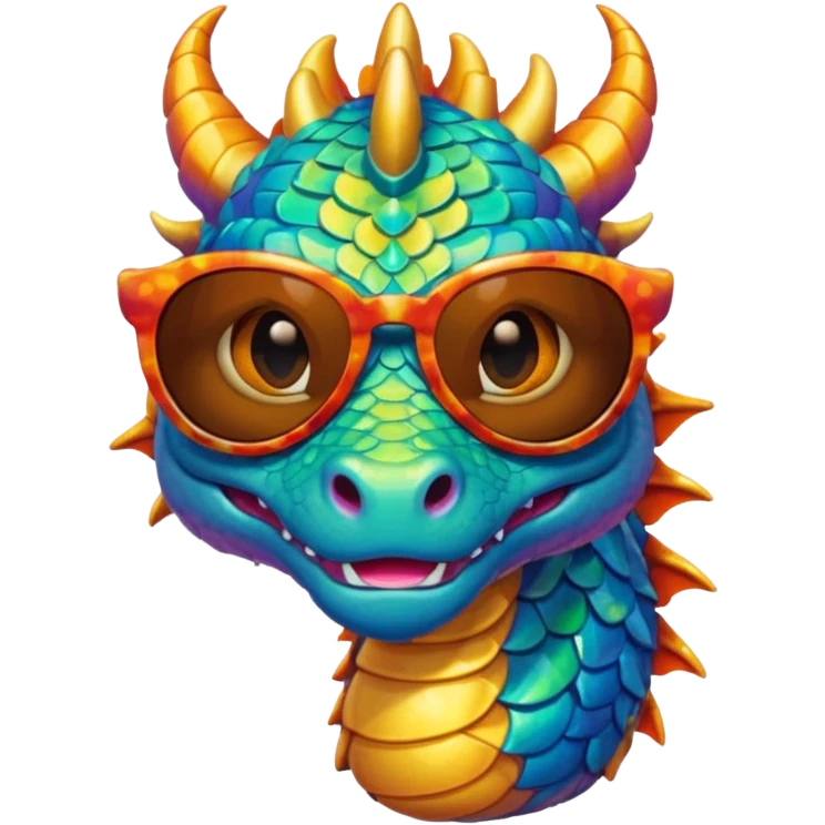 colorful dragon wearing sunglasses emoji