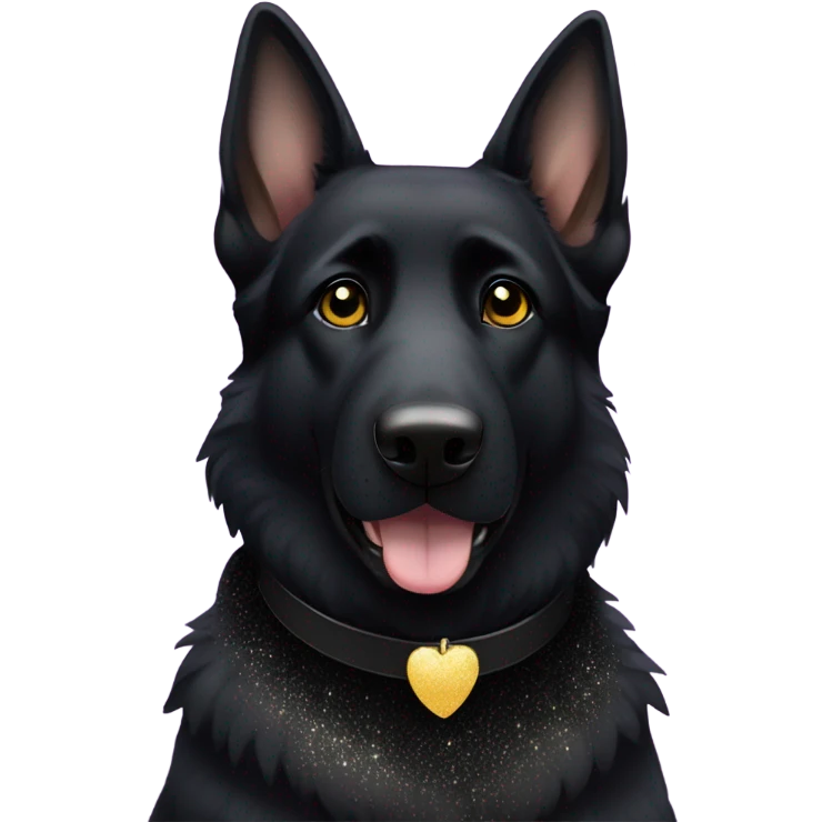 All black German shepherd with glitter emoji