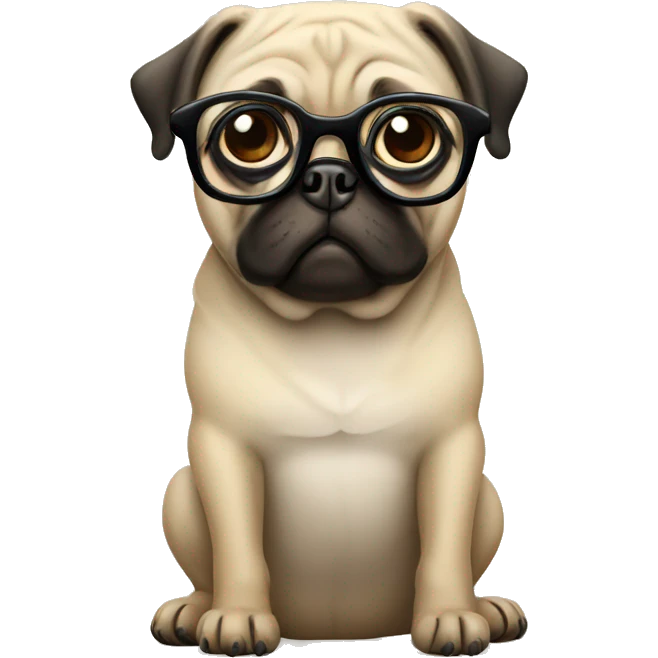 Pug with glasses emoji