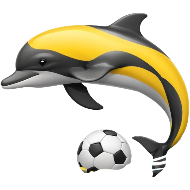 Yellow black dolphin cirkle wave soccerball emoji