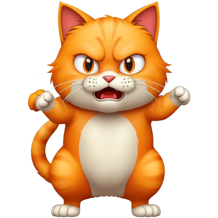 angry cat with fur standing up and hissing emoji