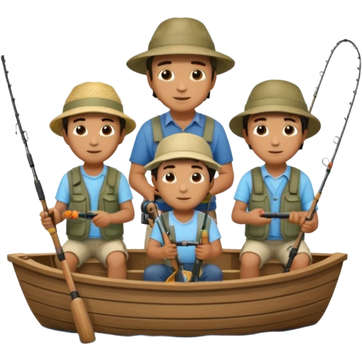 Father and sons fishing on a boat emoji