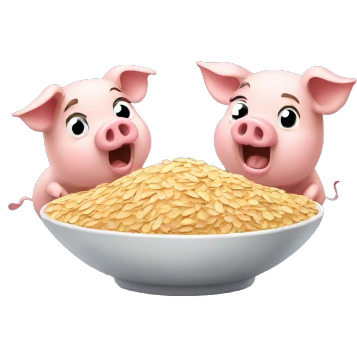 Two pigs fighting over oats  emoji