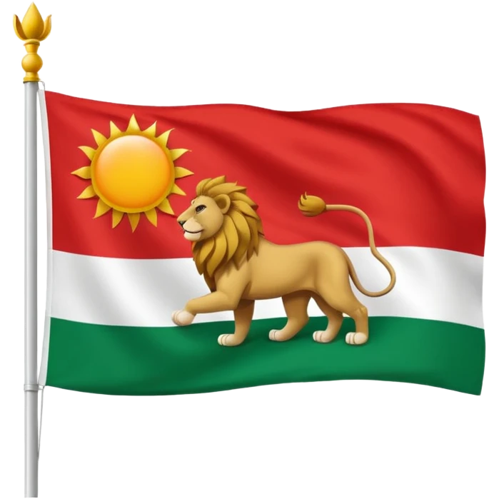 Small Lion and sun logo at the middle of flag in the red white and green flag(up to down ) emoji