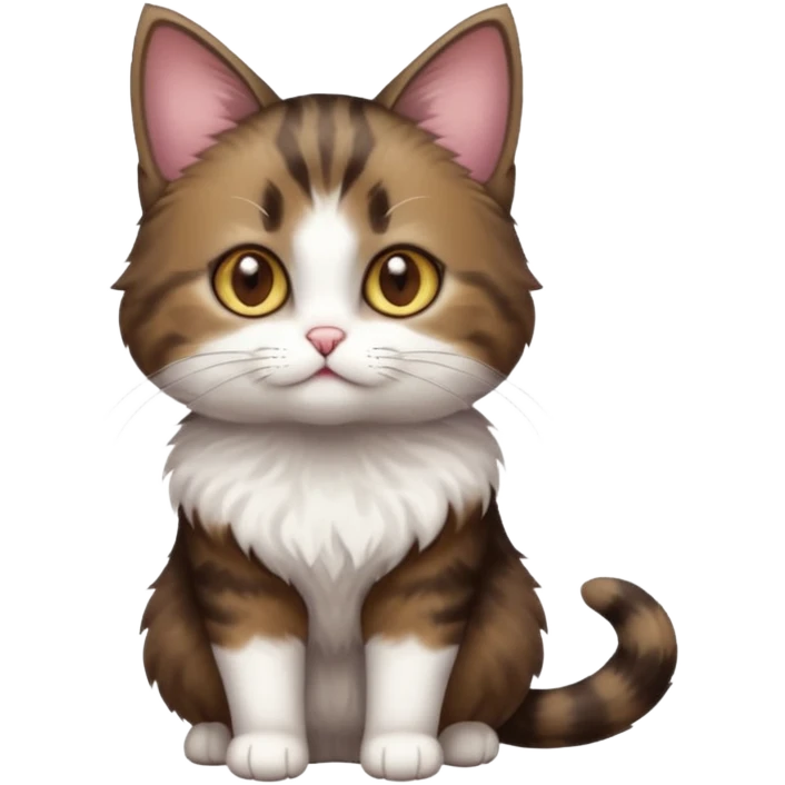 full body small short hair dark brown and white cat with hazel eyes emoji