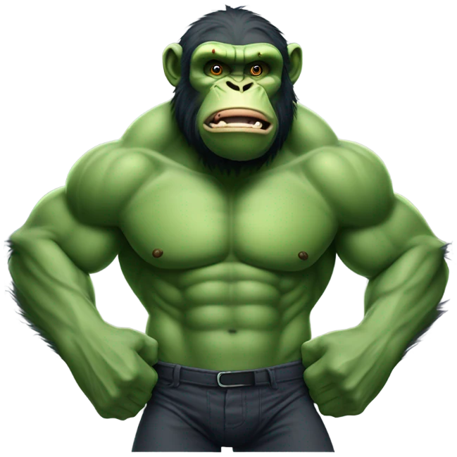 Green chimpanzee like hulk emoji