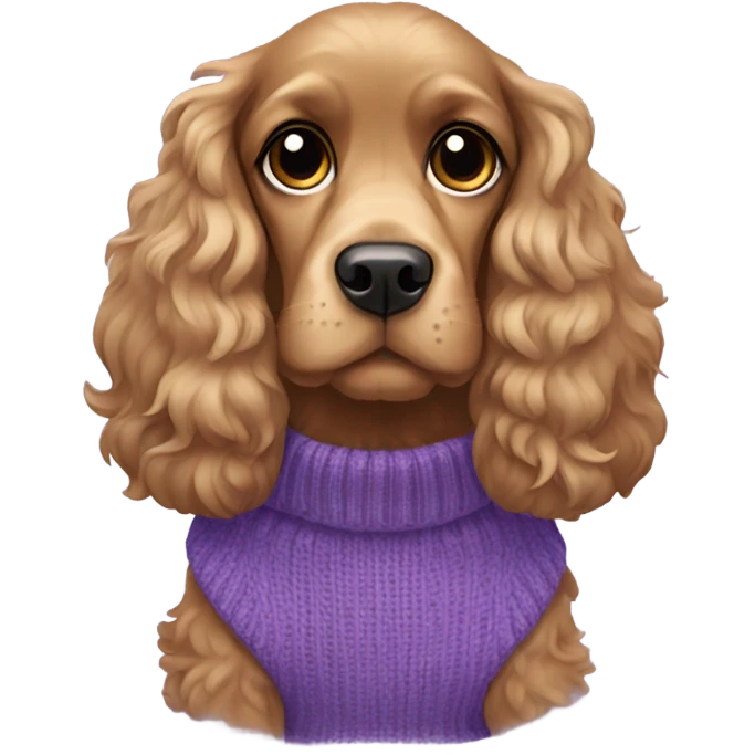 Cocker spaniel in purple sweater emoji