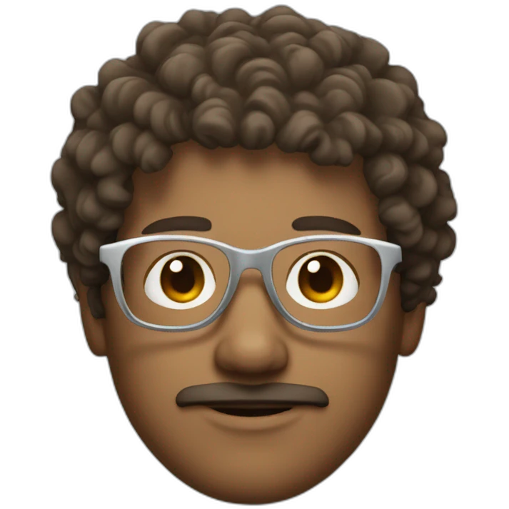 White man with brown curly hair and round silver glasses emoji