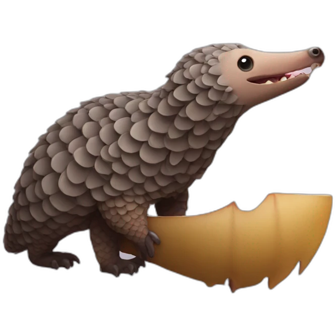 Pangolin eating a bat emoji