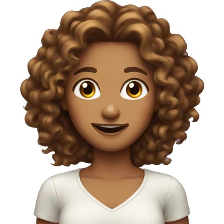 A girlwith long brownish curly  hair winking  emoji