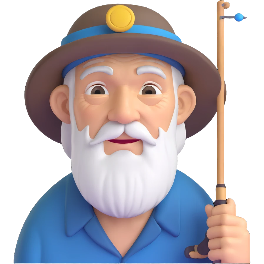 old fisherman with weathered face and fishing hat emoji