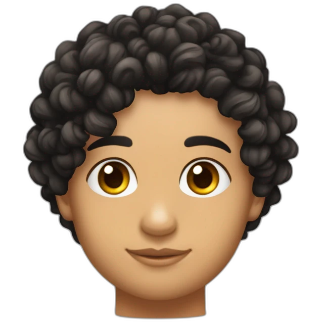 Beau jeune brun cheveux noir bouclé coupe dégradé avec un tatouage de tortue emoji