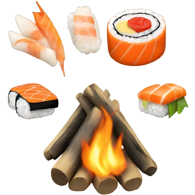 Campfire with sushi emoji