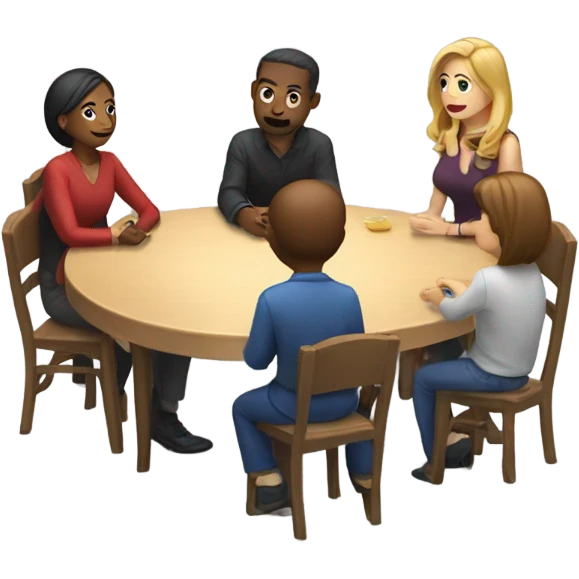 sitting around a large empty table emoji