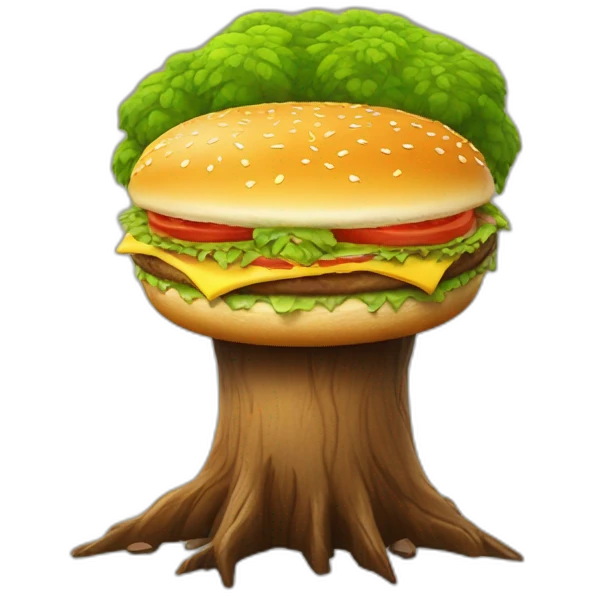 Un burger sur un tronc d’arbre emoji