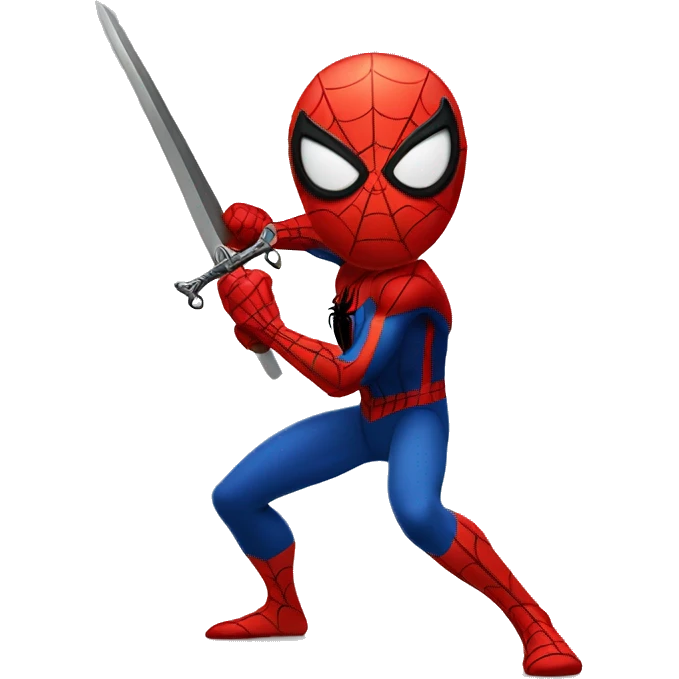 Spider-man with a sword in a slicing pose emoji
