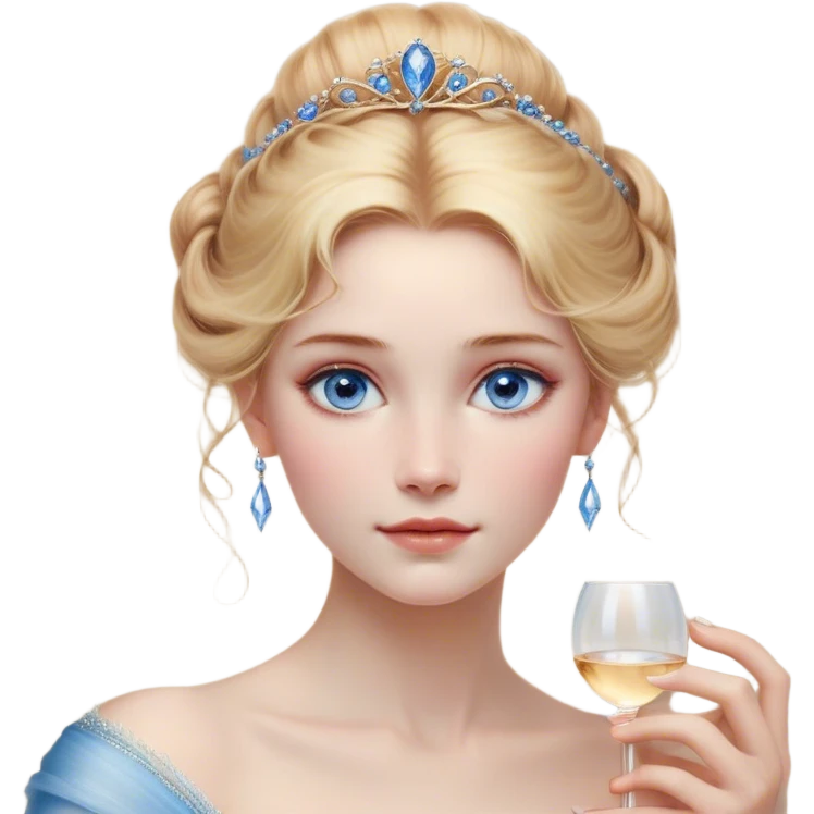 Cinematic Realistic Cinderella Portrait, depicted with lifelike skin texture, subtle rosy undertones, and soft natural lighting that enhances the gentle contours of her face. Her intricately detailed golden blonde hair is elegantly styled in an updo, with delicate wisps framing her face. Her deep, expressive blue eyes radiate warmth and sincerity, reflecting a quiet resilience and grace. She holds a glass slipper gently in one hand, her other hand resting gracefully at her side, emphasizing the timeless beauty of the moment. She is dressed in her iconic ball gown, the fabric shimmering with intricate embroidery and fine translucent layers that catch the light beautifully. The soft sheen of satin gloves adds a magical touch to her graceful pose. The portrait features an enchanting glow with a natural, luminous finish, seamlessly blending realism and fairytale charm to evoke a sense of depth, elegance, and timeless beauty. emoji