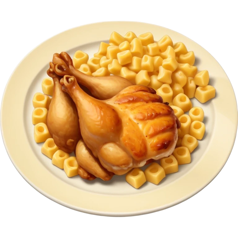 dinner plate chicken with mac and cheese on the side emoji