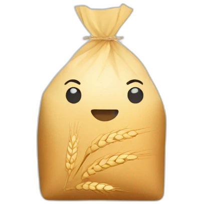 Flour bag with wheat on the front packaging  emoji