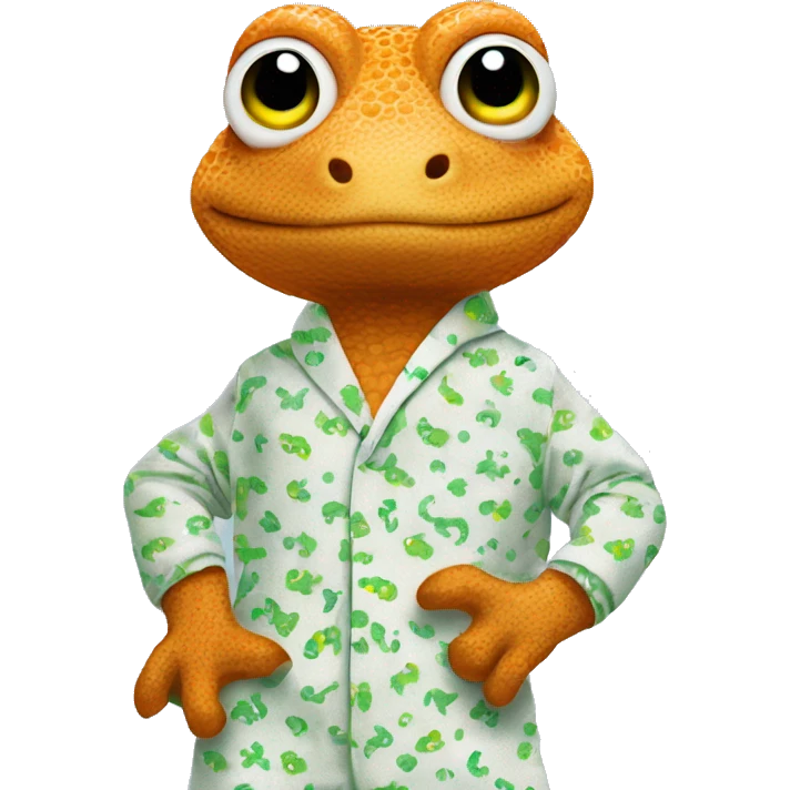 The geico gecko wearing pajamas emoji