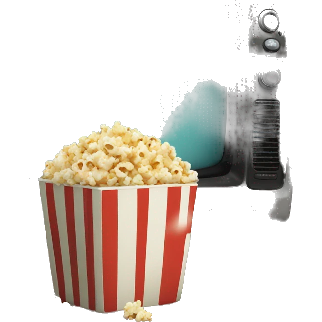 Popcorn in a striped cup with a TV emoji