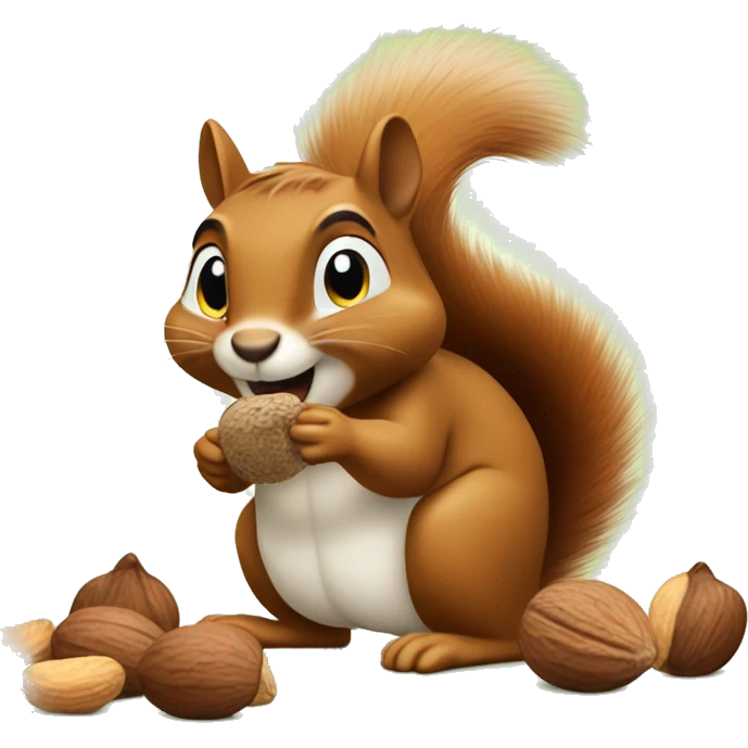 Squirrel enjoying mixed tree nuts emoji