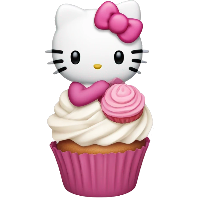 hello kitty holding a cupcake emoji