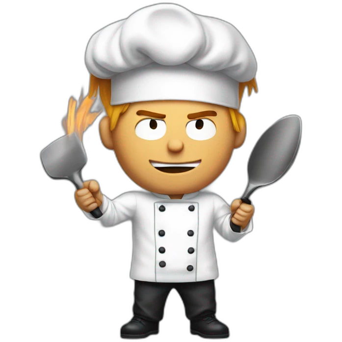 Chef from the south park cartoon boxing with chucky emoji