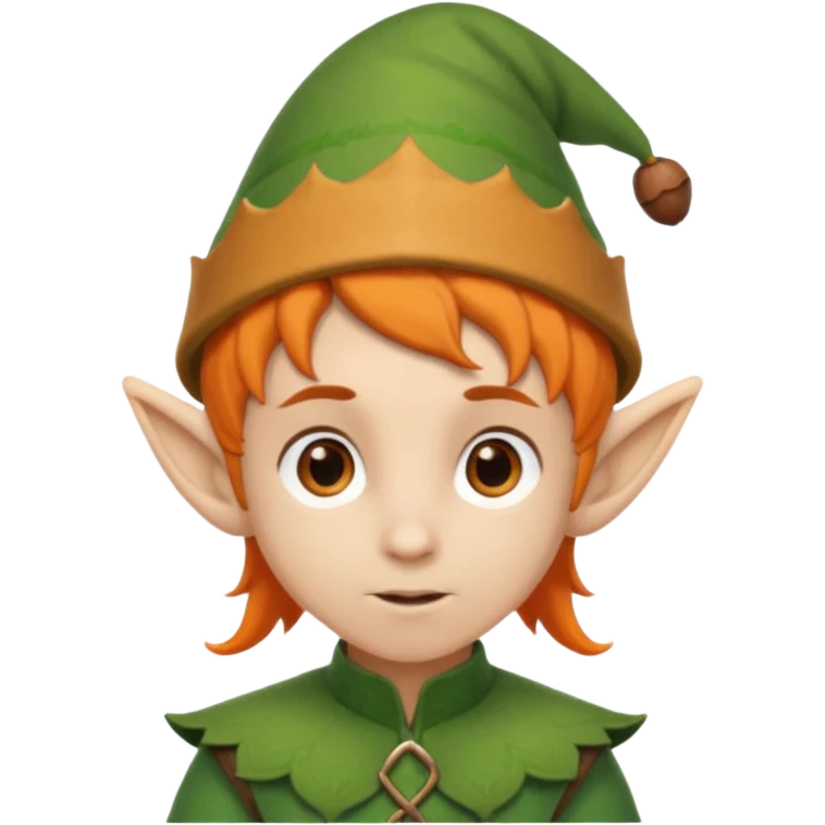 Elf boy with orange ponytail and acorn hat emoji