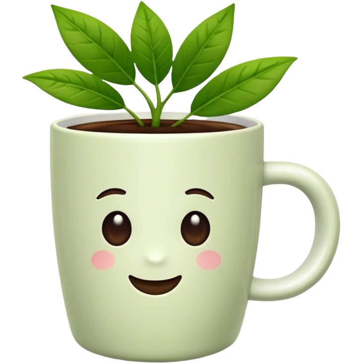 The plant at the back of the coffee cup emoji
