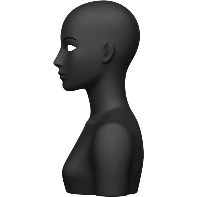 Minimalistic flat vector icon, iOS style, thin black contour on white background. Matte black mannequin in profile in 3D monochrome style. emoji