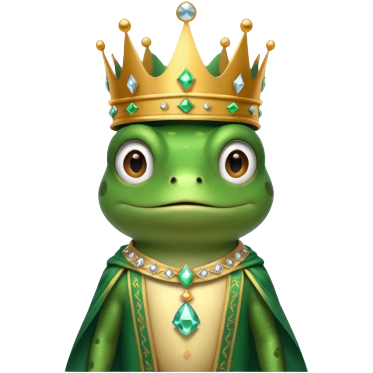 frog King, with crown, crystal and standing, royal cloth emoji