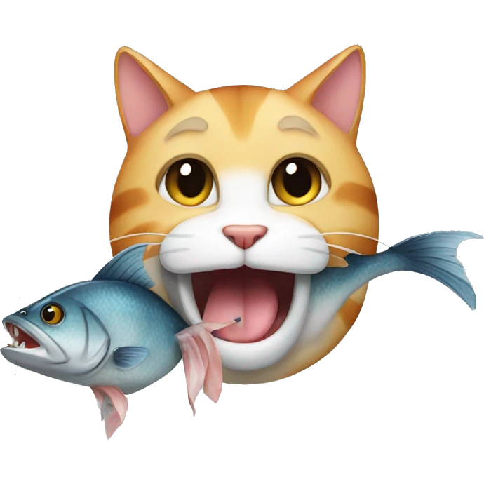 A cat eating a fish emoji