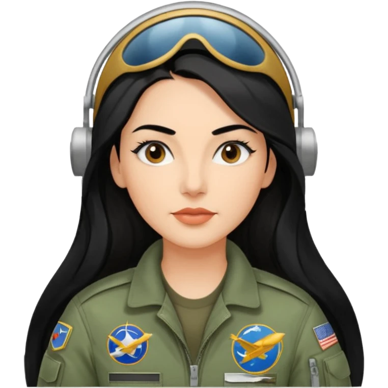 Femme cheveux long noir travaille dans le domaine de l'aéronautique gros sourcils haut du corps emoji