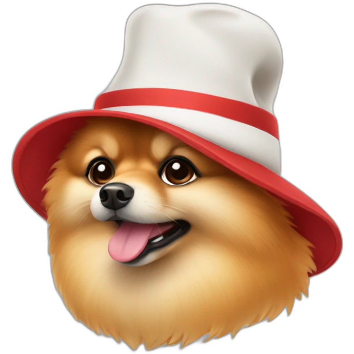 a pomeranian in a red hat emoji
