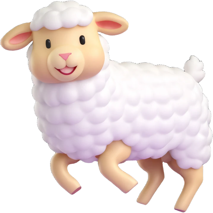fluffy lamb jumping emoji