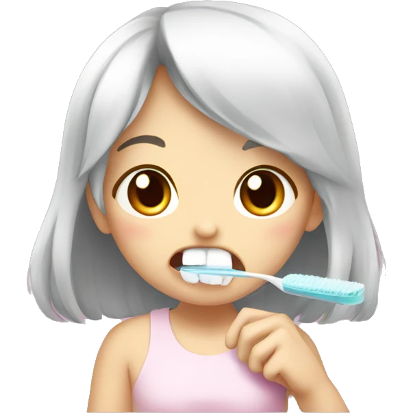 A cute anime girl brushing her teeth  emoji