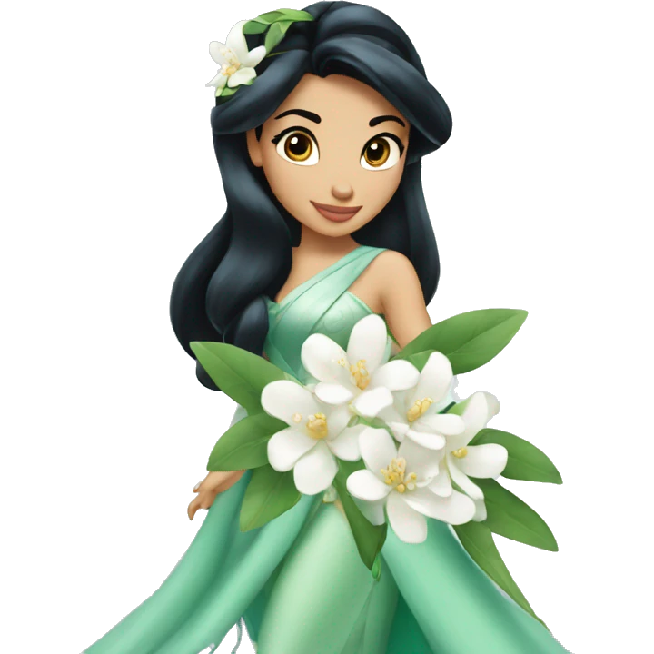 Jasmine disney princess with jasmine flower emoji