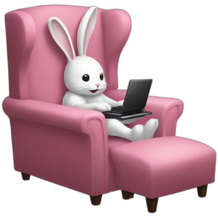yugy bunny playing computer on pink chair dark souls 2 emoji