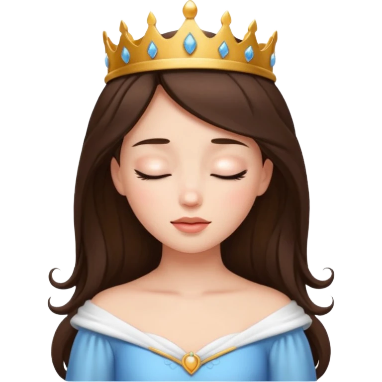a brunette hair beautiful princess closing her eyes calmly emoji