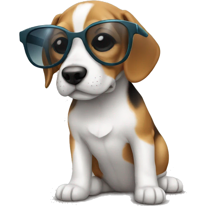 Little beagle puppy with sunglasses  emoji