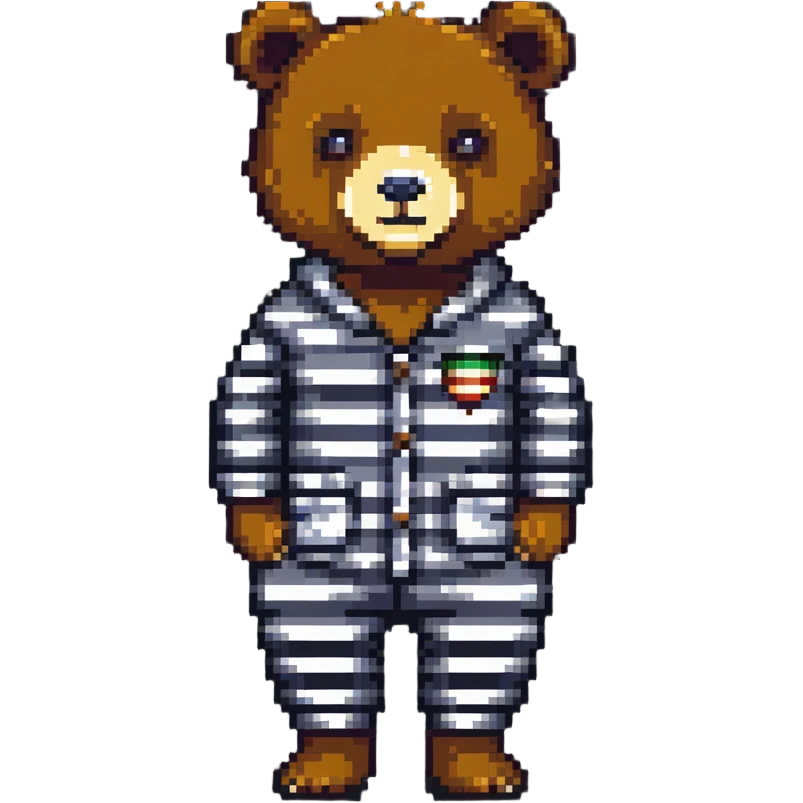 bear in striped pajamas pixel art emoji